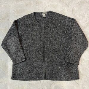 Vintage LL Bean Sweater Womens XL Wool Blend Knit Full Zip Cardigan Pockets
